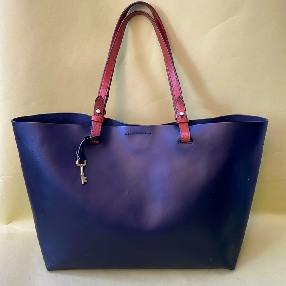 Black/brown large Fossil leather tote